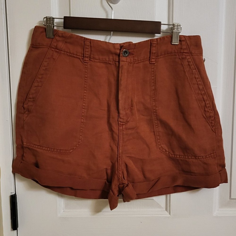 Bella Dahl Sedona Rolled Cuff Linen-Blend Utility Shorts Size 31 NWT-soft